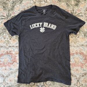 Lucky Brand Shirt Womens Medium Gray Pajama Top Sleepwear Tee Short Sleeve Logo